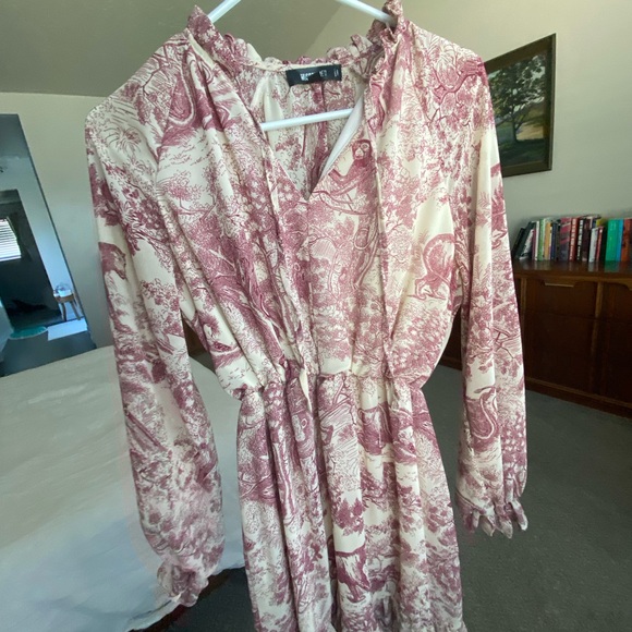 Missguided 4 Red China Print Frill Plunge Smock Dress - Picture 5 of 6